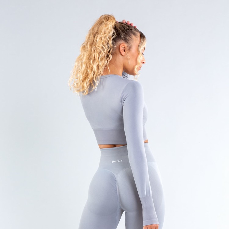 Dámské Tričko Dfyne Dynamic Crop Světle Šedé | IDXEYZJ-86